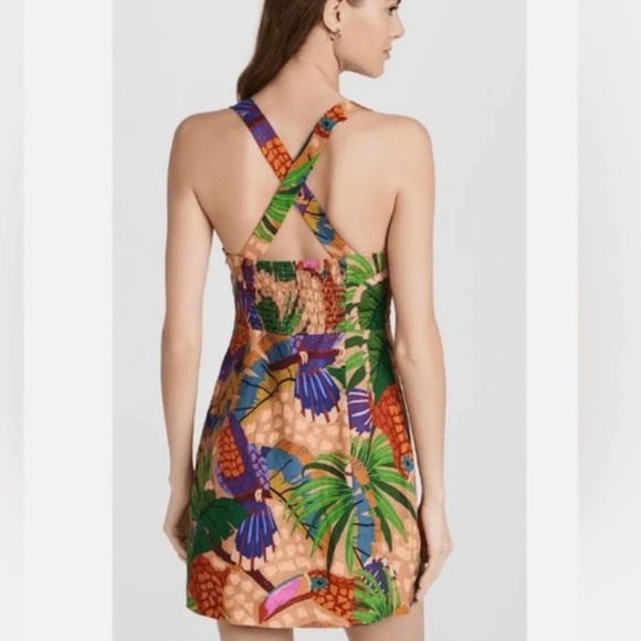 Farm Rio Sand Painted Toucans Linen Mini Dress - Picture 3 of 10